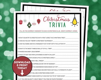 Christmas Trivia Game, Christmas Trivia, Christmas Games, Christmas Party Games, Christmas Games for Adults, Trivia for Kids, Office Party