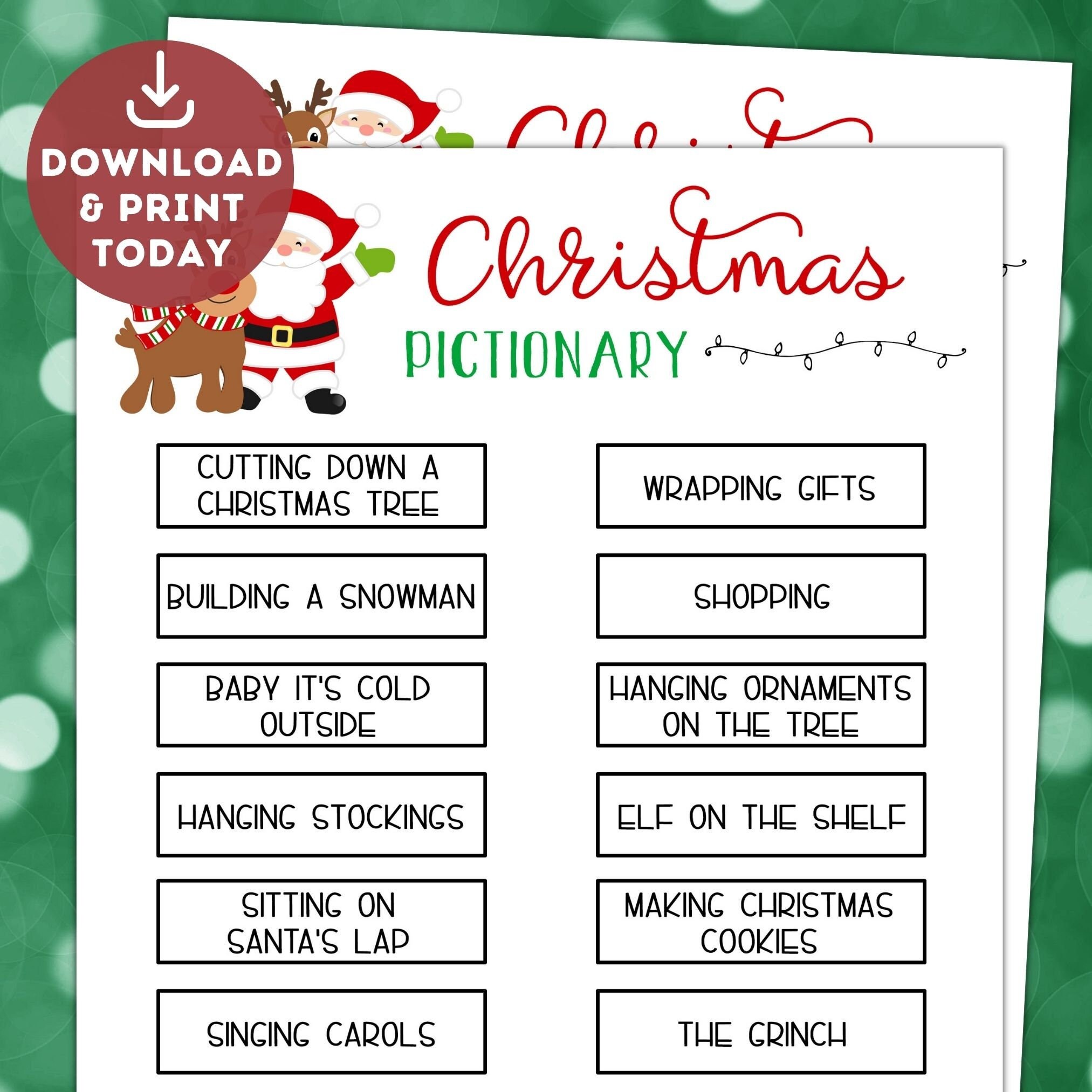 Christmas Pictionary Cards Christmas Pictionary Cards
