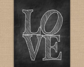 LOVE Chalkboard PRINTABLE. Instant Download. 8x10 Jpeg DIGITAL file.