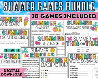 Sommer Spiele BUNDLE / Sommer Party Spiele / Druckbare Sommer Spiele / Sommer Aktivitäten für Kinder & Erwachsene / Strand Spiele / Pool Party Spiele