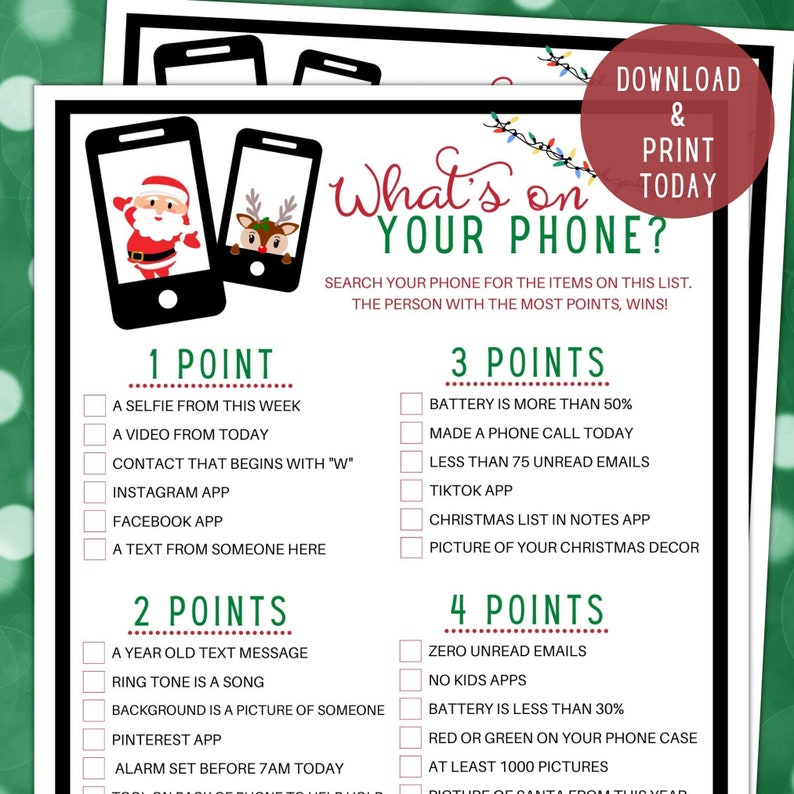 What's on Your Phone Game / Phone Scavenger Hunt Game / - Etsy