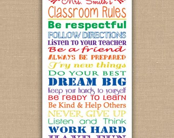 Reglas de Aula Hechas a Medida IMPRIMIBLE. Arte del metro de la muestra del aula. Apreciación del maestro. Decoración del aula. Arte de la pared del maestro.