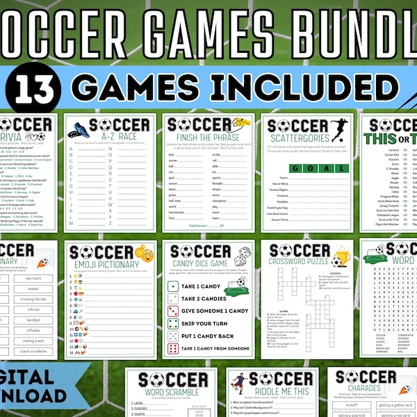 Soccer Game BUNDLE / Printable Soccer Party Games / World Cup Games for Kids & Adults / Soccer Activity Pack / Soccer Birthday Game BUNDLE