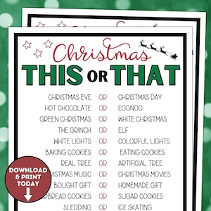 Christmas This or That Game / Christmas Would You Rather / Holiday Classroom Games / Fun Christmas Game / Christmas Party Game / Holiday Fun