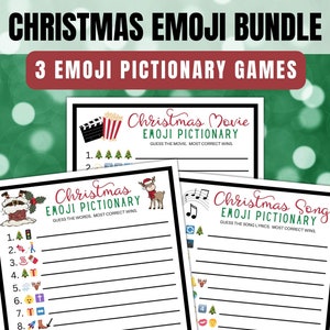 Christmas Emoji Pictionary Game, Christmas Party Games, Fun Christmas Games for Adults and Kids, Christmas Printable Games, Christmas Movies