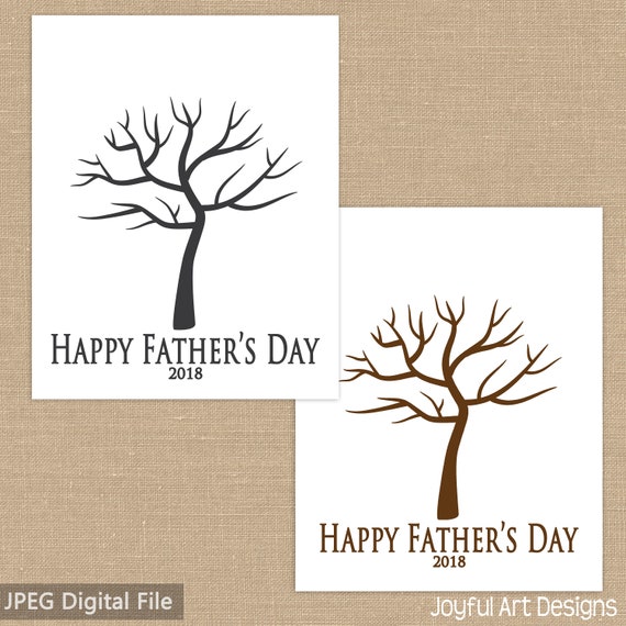 Father's Day 8x10 Happy Father's Day 2018 Hand Prints on  Tree Wall Dark Gray or INSTANT