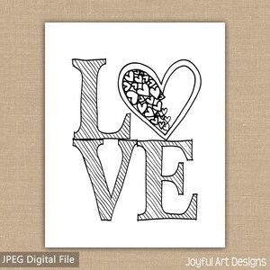 LOVE PRINTABLE Black and White sign. Subway Art. Instant Download. 8x10 Jpeg DIGITAL file.