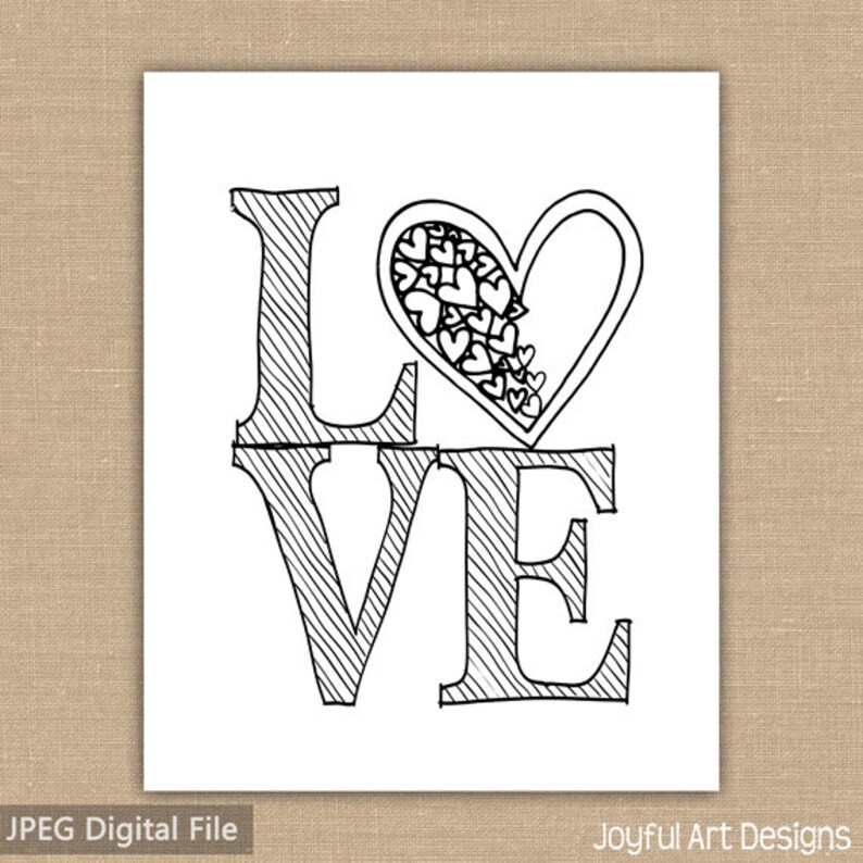 LOVE PRINTABLE Black and White sign. Subway Art. Instant Download. 8x10 Jpeg DIGITAL file. image 1