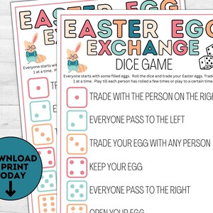 Easter Egg Exchange Dice Game / Easter Party Games / Printable Easter Games / Easter Activities for Kids / Candy Games / Easter Party