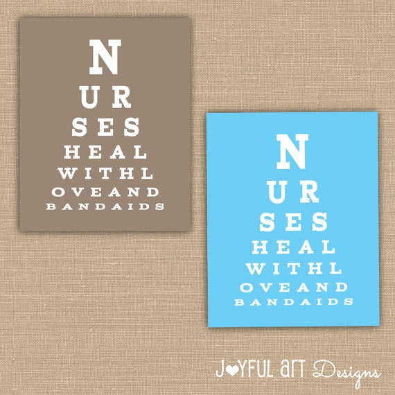 Nurse Eye Chart PRINTABLE. Nurses Heal With Love and Bandaids. Etsy