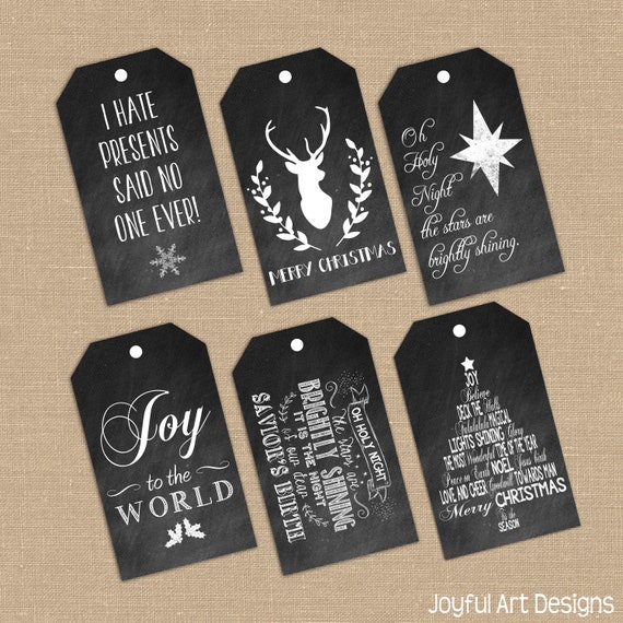 Chalkboard Christmas Gift Tags. Rustic Gift Tags. Gift Tags for