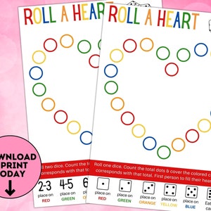Valentine's Day Game / Roll A Heart Candy Dice Game / Valentine's Day Party Games / Valentines Day Party Printable Game / Valentine's Games