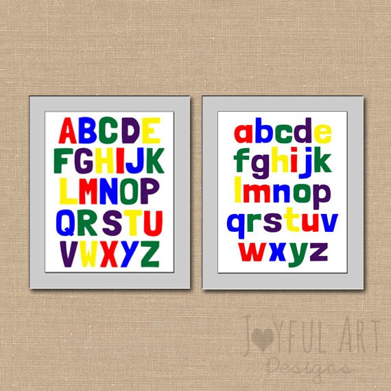 alphabet wall art set of 2 alphabet printables uppercase etsy