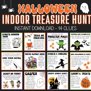 Halloween Scavenger Hunt for Kids / Indoor Treasure Hunt / Halloween Printable Games for Kids / Treasure Hunt Clues / Halloween Party Games