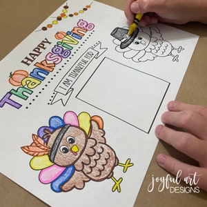 Placemat de Acción de Gracias imprimible, 8.5x11 y 11x17, Placemat de Acción de Gracias para niños, Actividades de Acción de Gracias para niños, Coloración infantil