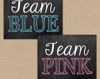 Gender Reveal Party Printable sign. It&#39;s a BOY. It&#39;s a GIRL. Team Blue Team Pink Custom Chalkboard sign. 2 Jpeg DIGITAL files.