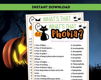 Halloween Phobia Game / Halloween Party Games / Printable Halloween Games / Halloween Activities for Kids & Adults / Scary Halloween