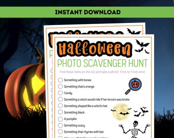 Halloween Photo Scavenger Hunt / Halloween Party Games / Printable Halloween Games / Halloween Activities for Kids & Adults / Scavenger Hunt