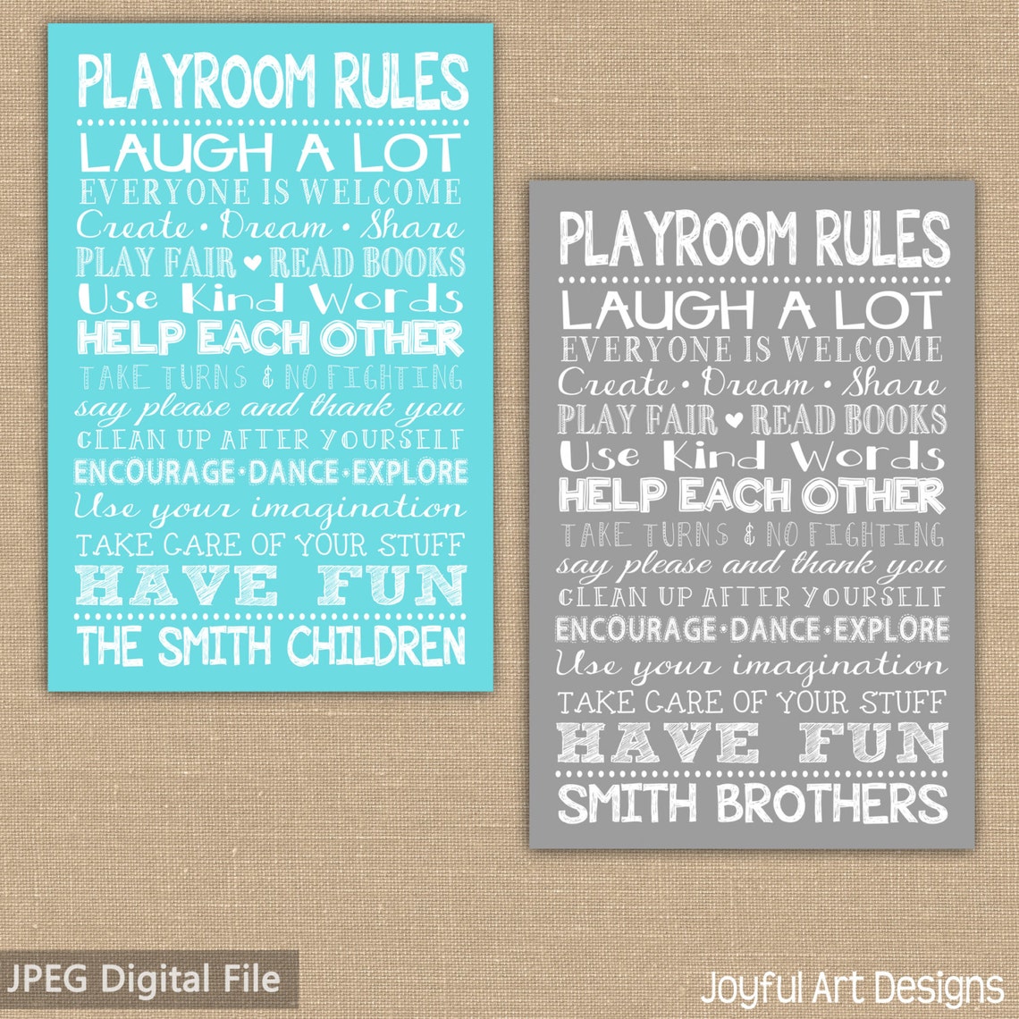 Playroom Rules Custom PRINTABLE. Playroom sign with names Etsy