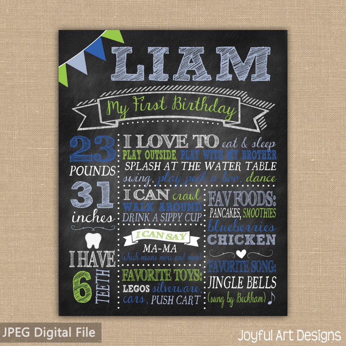 Chalkboard Birthday PRINTABLE Sign. Photo Prop. 1st Birthday - Etsy