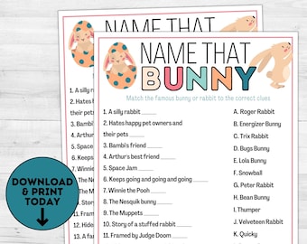 Name That Bunny Game / Easter Party Games / Printable Easter Games / Easter Activities for Kids / Candy Games / Easter Party / Easter Trivia