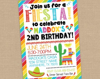 Fiesta Party Invitation. Fiesta Birthday Invitation. Fiesta Party Decor. Fiesta Baby Shower. Mexican themed birthday. 5x7 Printable Invite