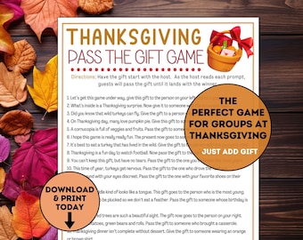 Thanksgiving Pass the Gift / Pass the Present Game / Thanksgiving Game / Friendsgiving / Office Party Game / Icebreaker / Fun Group Game