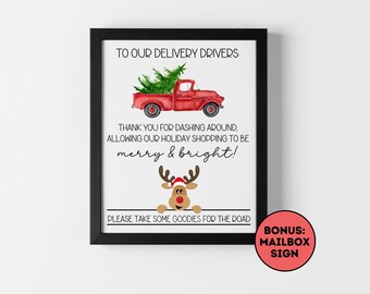 Signo de agradecimiento del conductor de entrega / Signo de tomar un regalo / Signo del conductor de entrega / Signo de la estación de refrigerios del conductor de entrega / Descarga digital 8x10