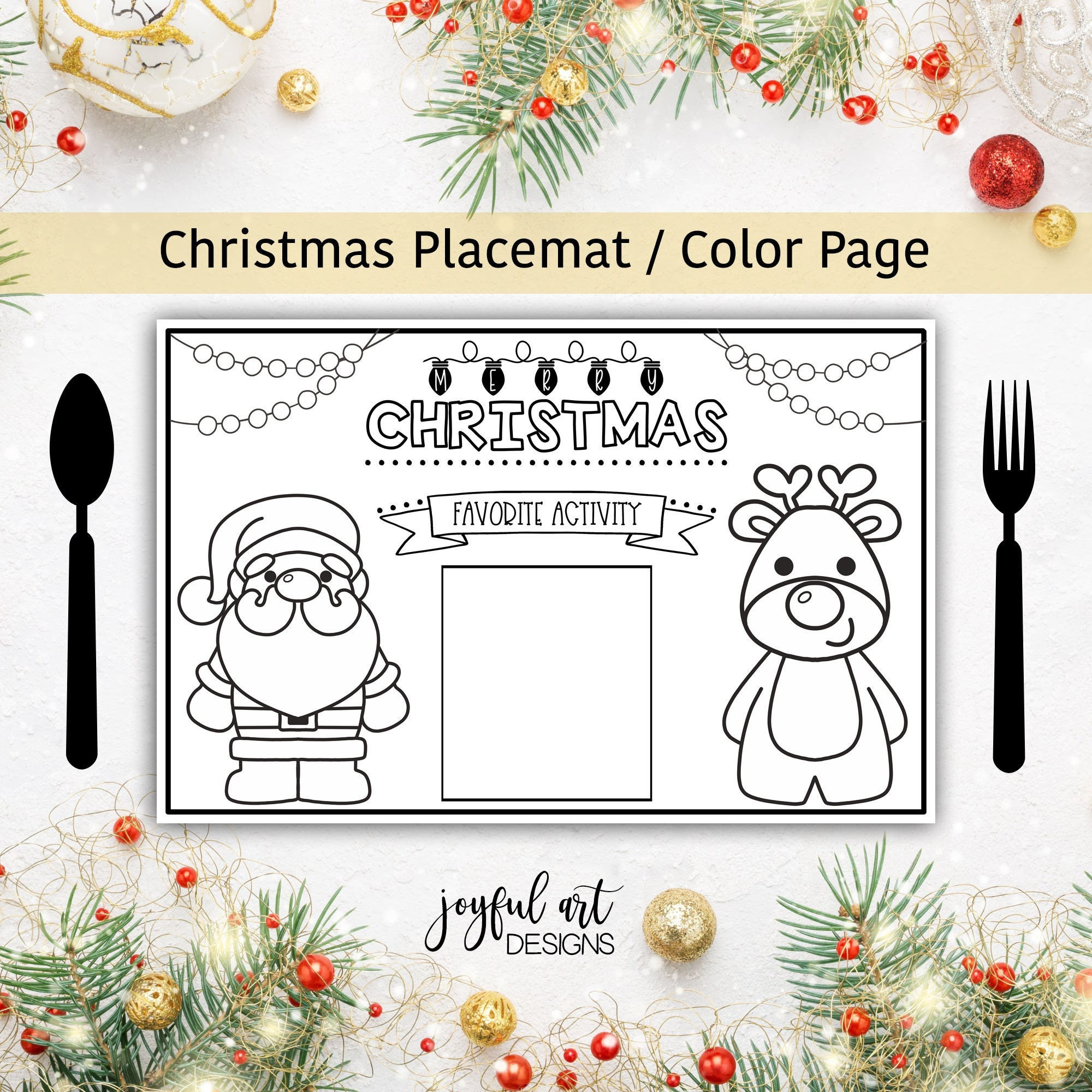 printable christmas placemat, christmas coloring placemat