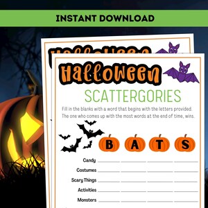 Halloween Scattergories / Halloween Party Games / Printable Halloween Games / Halloween Activities for Kids & Adults / Scattergories