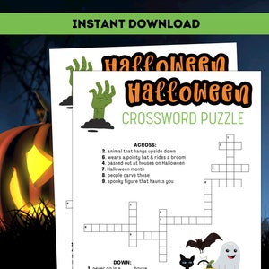 Halloween Crossword Puzzle / Halloween Party Games / Printable Halloween Games / Halloween Activities for Kids & Adults / Crossword Puzzle