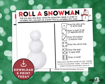 Christmas Games for Kids, Roll A Snowman Dice Game, Christmas Games for Family, Christmas Games for School, Games with Candy, Holiday Games