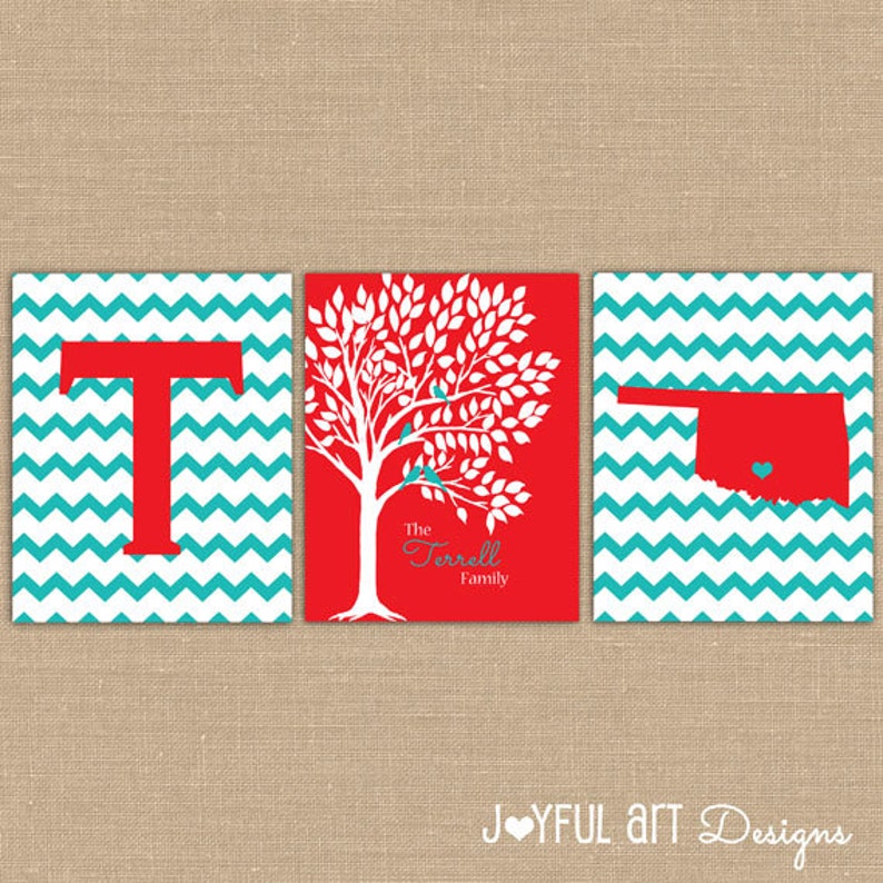 Family Wall Art PRINTABLE. Chevron Monogram Initial. Family Etsy