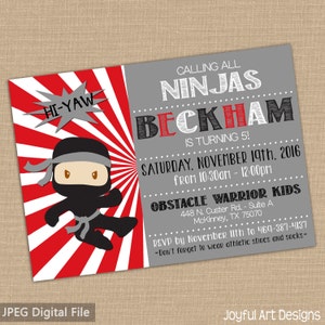 Ninja Warrior Birthday Invitation. American Ninja Warrior Party. Ninja Party Invite. Party Decor Kid Birthday. 5x7 DIGITAL Printable file.