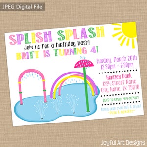 Splash Pad Party Invitation. Park Birthday Party Invite. Party Decor Kid Birthday. Splish Splash Water Party 5x7 DIGITAL file.