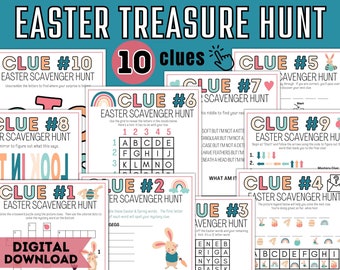 Easter Treasure Hunt / Easter Egg Treasure Hunt / Indoor Scavenger Hunt / Easter Egg Hunt / Easter Riddles and Games / Easter Bunny Clues