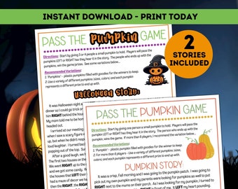 Pass the Pumpkin Game / Halloween Printable / Left Right Game / Halloween Games for School / Halloween Games for Kids and Adults / Birthday