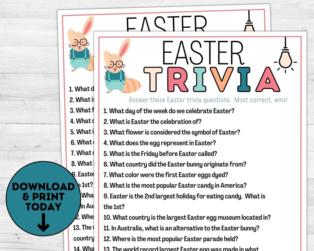 Easter Trivia / Printable Easter Games / Easter Activities for