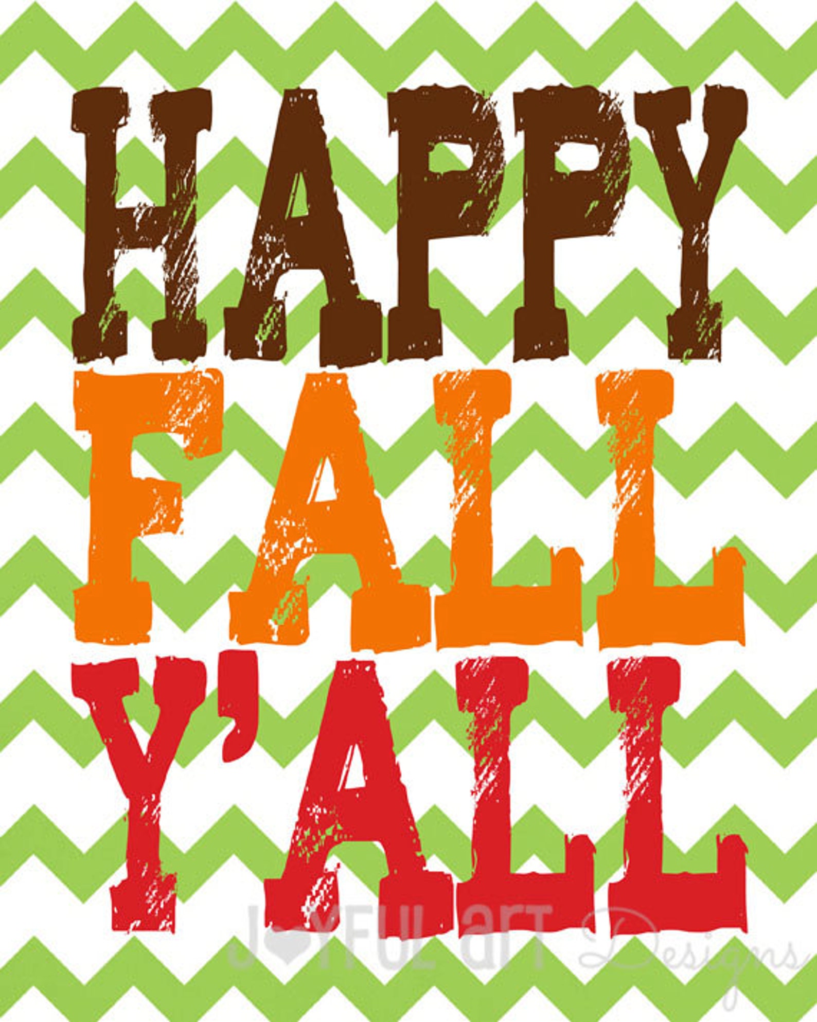 Happy Fall Y'all PRINTABLE. Customized Fall Decor. Chevron | Etsy
