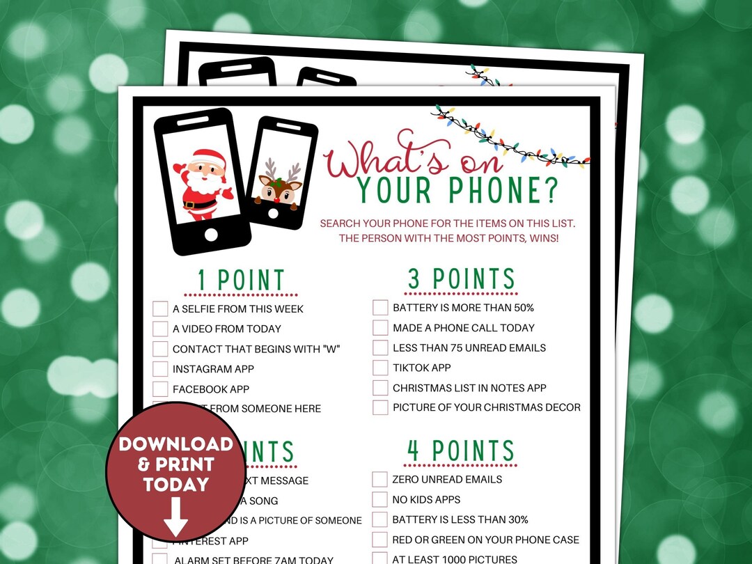 What's on Your Phone Game / Phone Scavenger Hunt Game / Fun Family ...