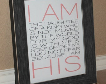 I Am His PRINTABLE.  Christian Wall Art. Nursery Wall Art. Children&#39;s Room Decor. Baby Girl Gift. Birthday For Woman.
