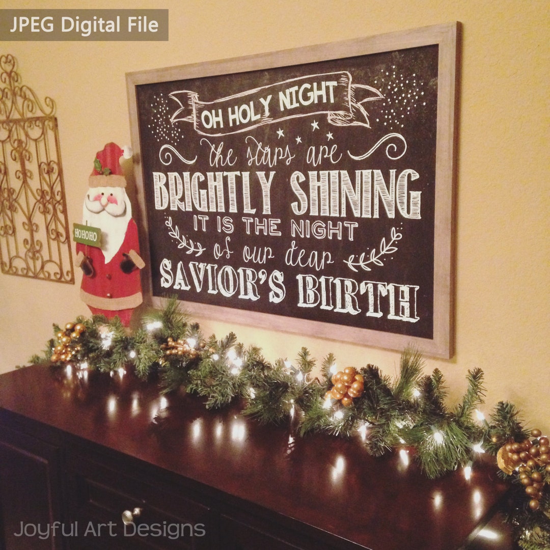 Chalkboard Christmas PRINTABLE Sign. Oh Holy Night. Christmas Decor ...