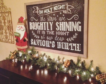 Chalkboard Christmas PRINTABLE sign. Oh Holy Night. Christmas Decor Wall Art. Holiday sign. Chalkboard Winter Decor DIGITAL file.