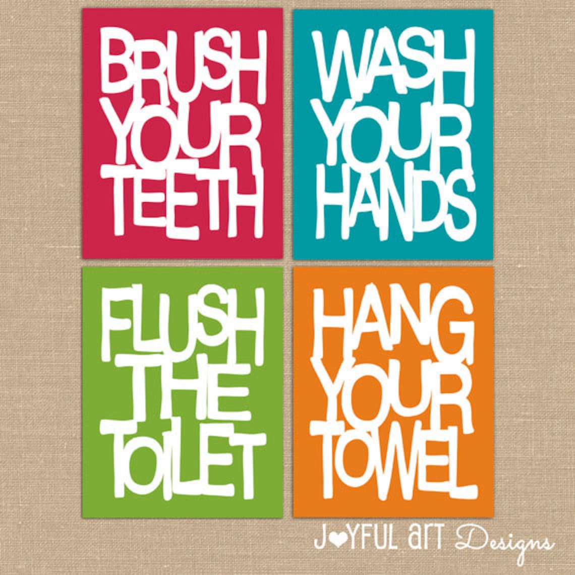 Kids Bathroom Wall Art. Bathroom Rules PRINTABLES. Brush Wash | Etsy