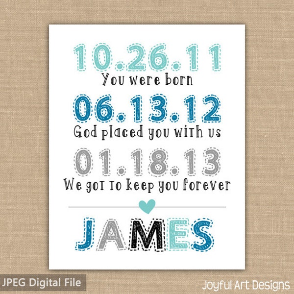 Adoption Dates PRINTABLE sign. Adoption Day sign. What a Difference a Day Makes. Adopted Child Gift Adoption shower DIGITAL file.