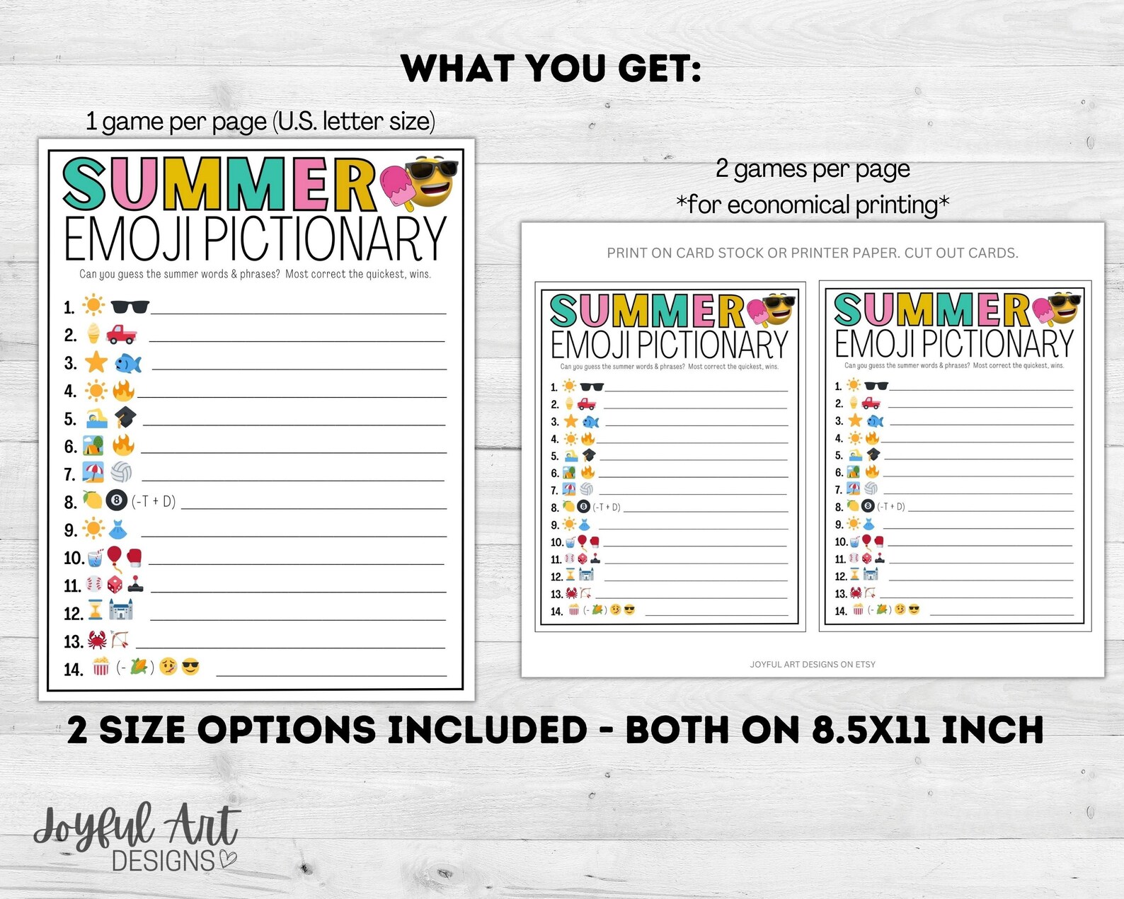 Emoji Pictionary Summer Game / Summer Party Game / Printable Summertime ...