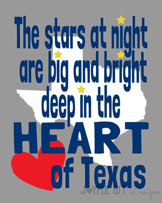 Texas Wall Art PRINTABLE. the Stars at Night Are Big and Bright