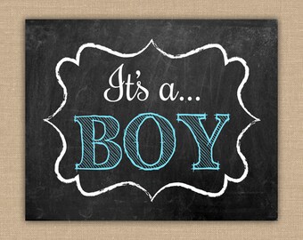 Gender Reveal Printable sign. It&#39;s a BOY. It&#39;s a GIRL. Chalkboard sign. Instant Download  2 DIGITAL files.