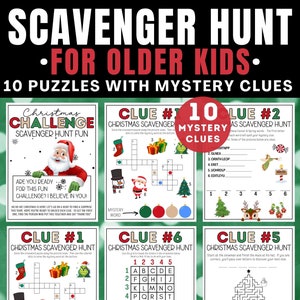 Búsqueda del tesoro navideña para niños mayores / Búsqueda de regalos de Papá Noel / Búsqueda del tesoro navideña en interiores / Regalo de búsqueda del tesoro de Papá Noel / Búsqueda del tesoro para niños