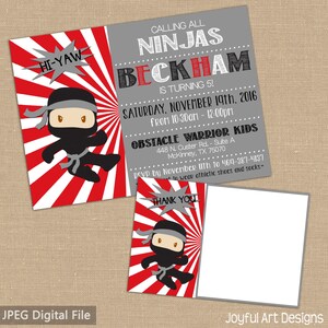 Ninja Warrior Birthday Invitation. American Ninja Warrior Party. Ninja ...